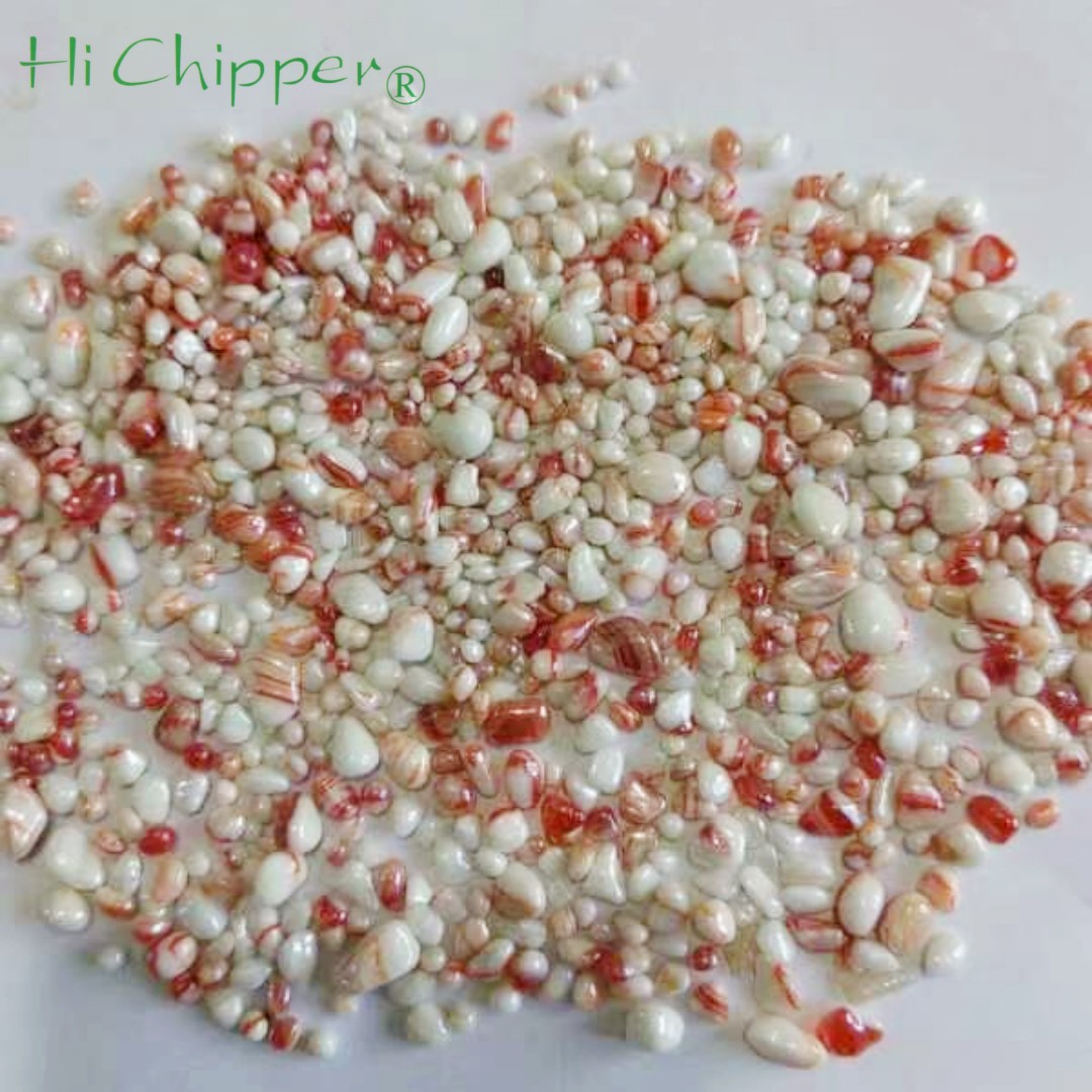 도자기 빨간 유리 구슬