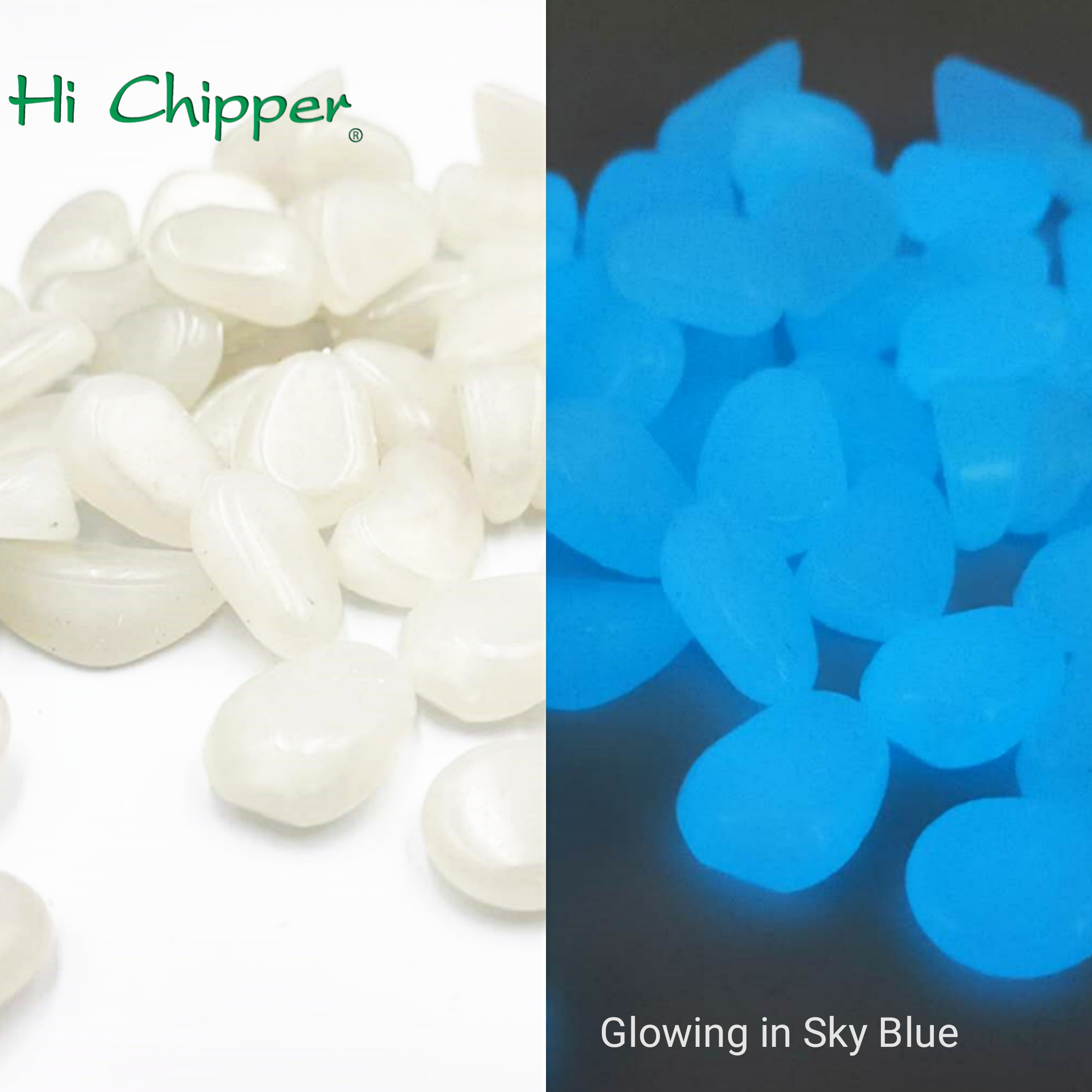 어두운 유리 자갈에 빛을 발합니다